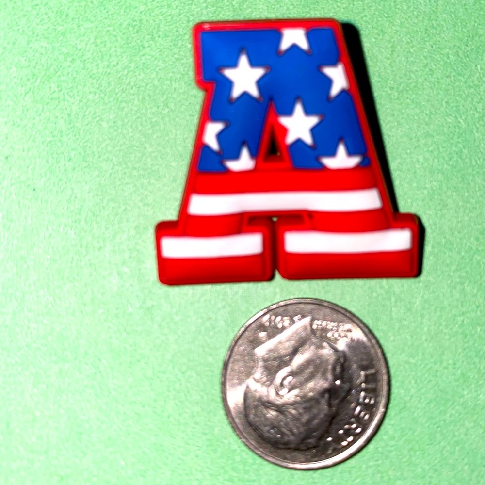 (10 for $15) A letter with partial Flag Crocs Shoe Charms